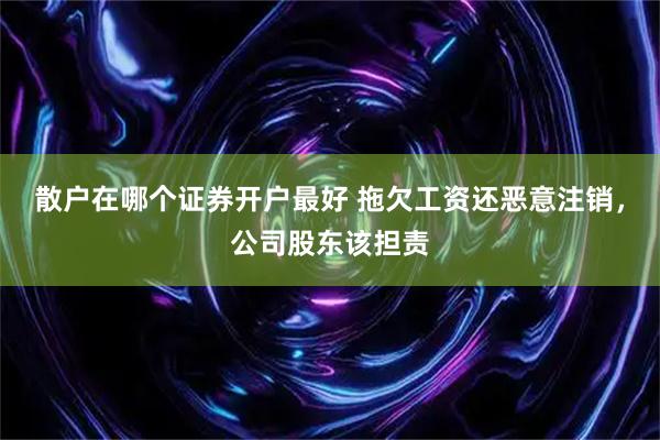 散户在哪个证券开户最好 拖欠工资还恶意注销，公司股东该担责